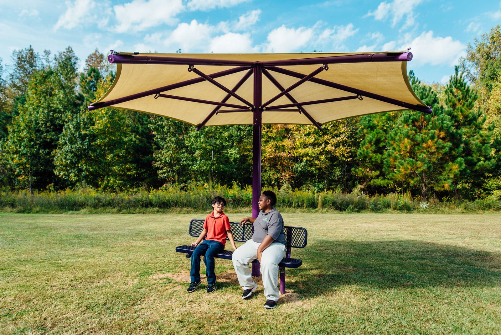 Superior Shade single-post hexagon umbrella shade