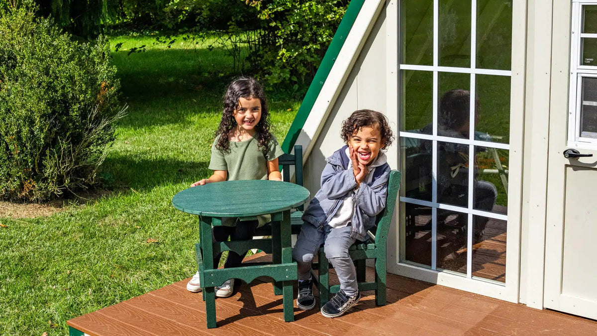 King-Swings-The-Summit-A-Frame-Playset-Front-W-Kids-Table