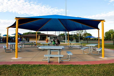 Superior Shade hexagon hip end fabric shade with glide elbow