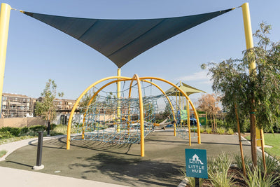 Superior Shade equilateral shade sail over a playground