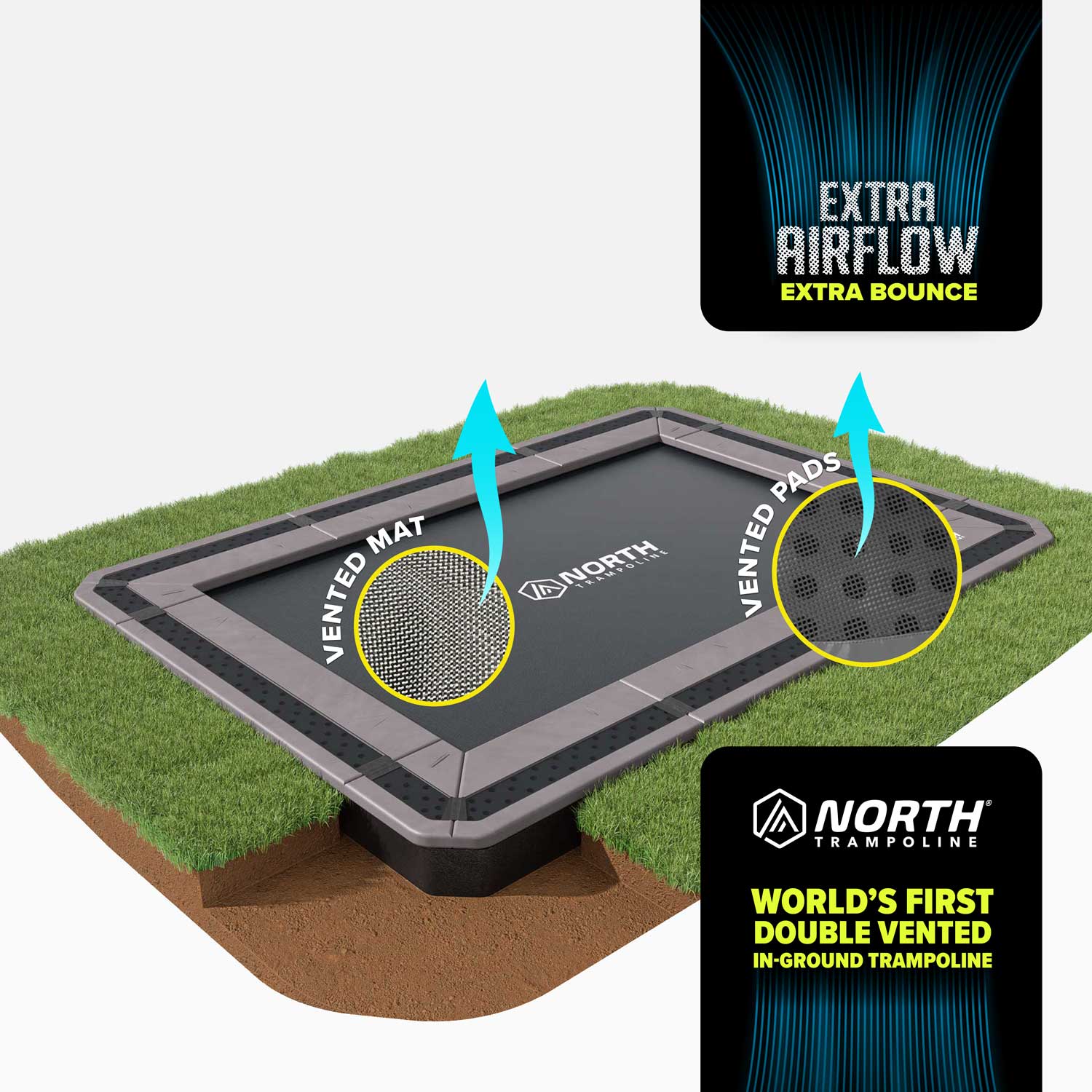 ぐらたん North In Ground Trampoline 17FT x 12FT Rectangle - NJ Swingsets