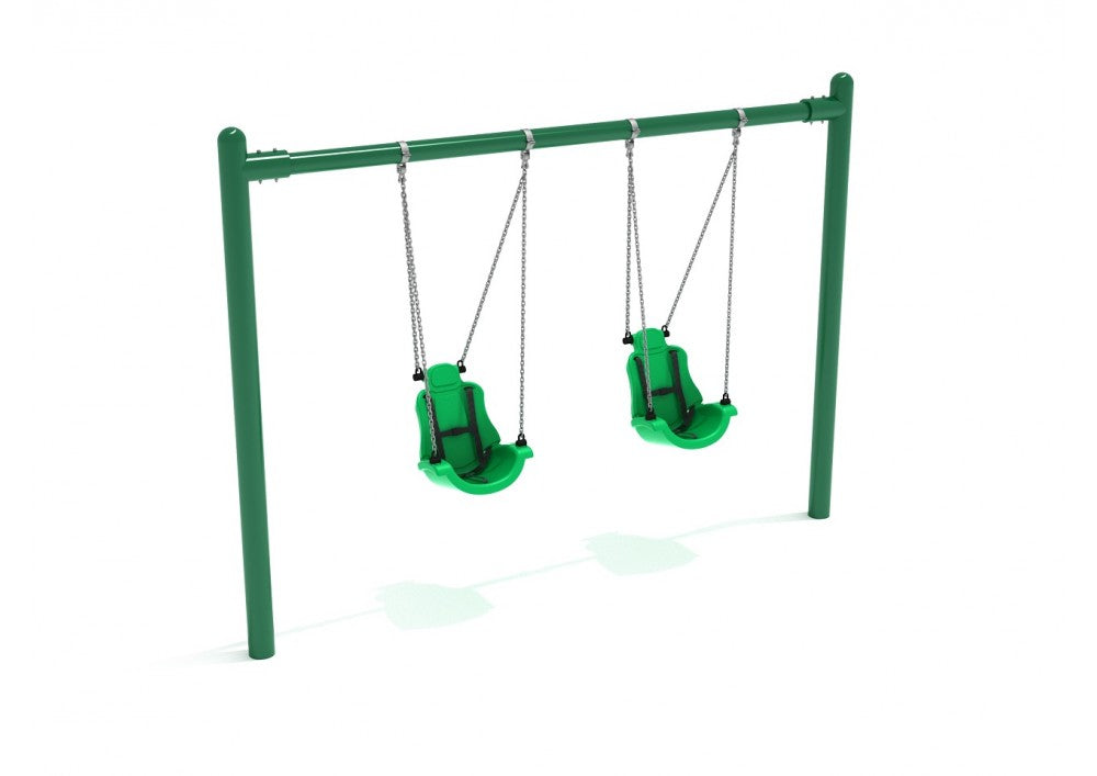 Playground-Equipment-8-Feet-High-Elite-Single-Post-Swing-With-Child-Adaptive-Seats