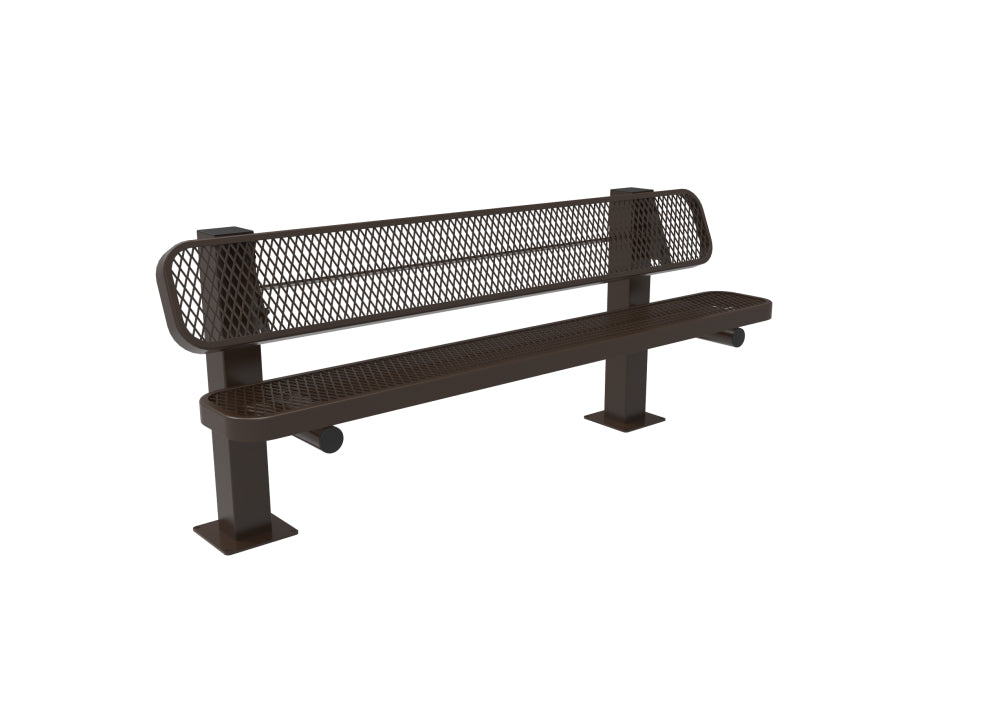 Playground-Equipment-Commercial-Amenities-Diamond-Pattern-Single-Pedestal-Bench-Black-6-Inch-Surface-Mount