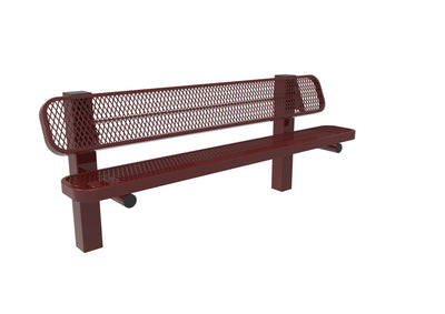 Playground-Equipment-Commercial-Amenities-Diamond-Pattern-Single-Pedestal-Bench-Red-6-Inch-In-Ground