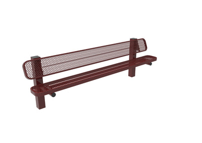 Playground-Equipment-Commercial-Amenities-Diamond-Pattern-Single-Pedestal-Bench-Red-8-Inch-In-Ground