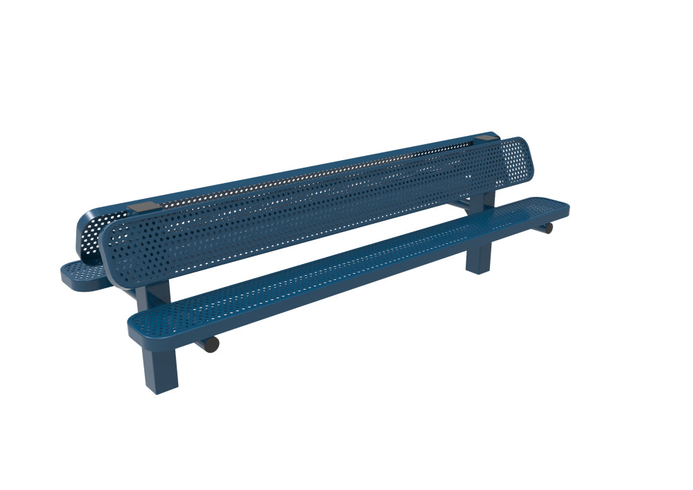 Playground-Equipment-Commercial-Amenities-Perforated-Steel-Double-Pedestal-Bench-Blue-8-Inch-In-Ground