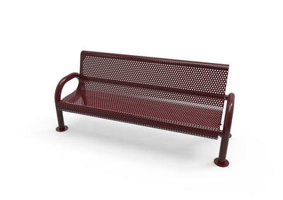 Playground-Equipment-Commercial-Amenities-Perforated-Steel-MOD-Bench-W-Back-Red-Surface-Mount