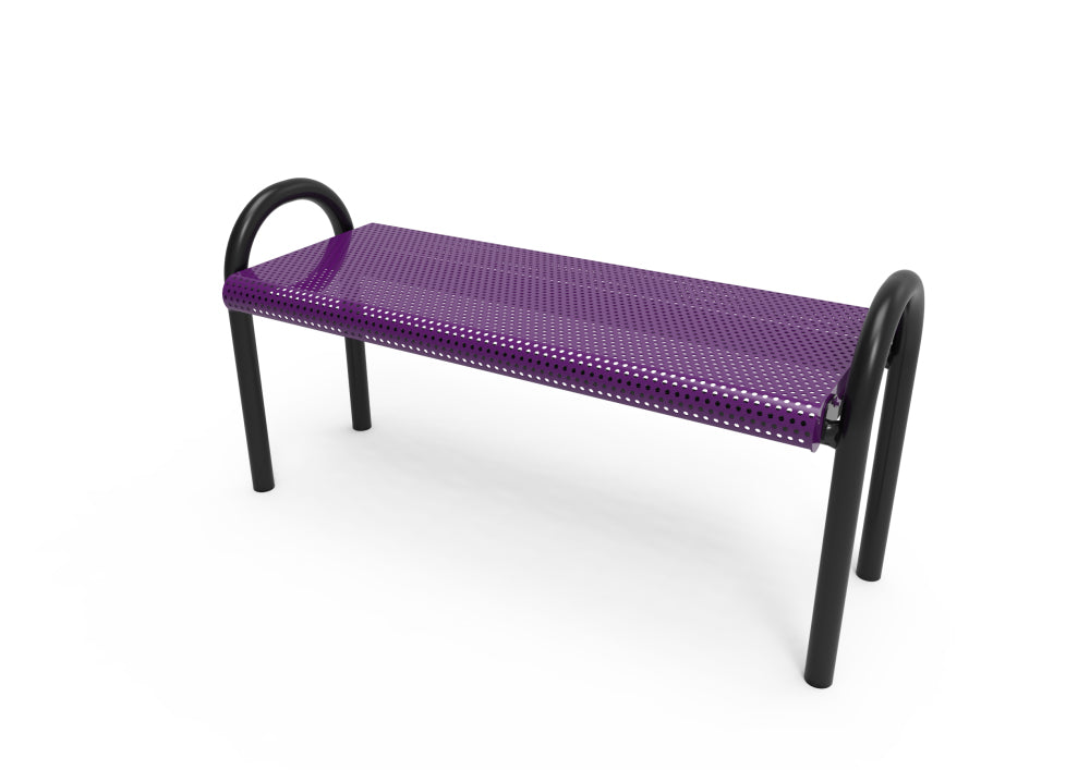 Playground-Equipment-Commercial-Amenities-Perforated-Steel-MOD-Bench-WO-Back-Purple-In-Ground