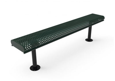 Playground-Equipment-Commercial-Amenities-Perforated-Steel-Rolled-Edge-Bench-WO-Back-Green-Surface-Mount