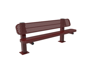 Playground-Equipment-Commercial-Amenities-Perforated-Steel-Single-Pedestal-Bench-Red-6-Inch-Surface-Mount