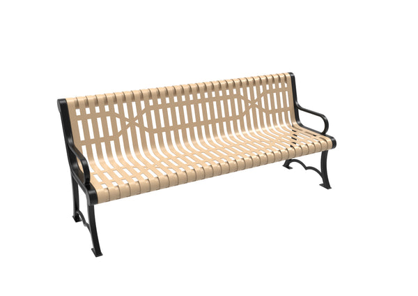 Playground Equipment Slatted Steel Austin Bench with Arms - NJ Swingsets