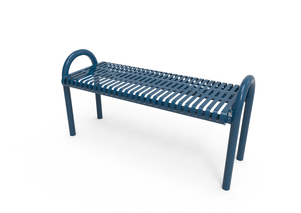 Playground-Equipment-Commercial-Amenities-Slatted-Steel-MOD-Bench-WO-Back-In-Ground