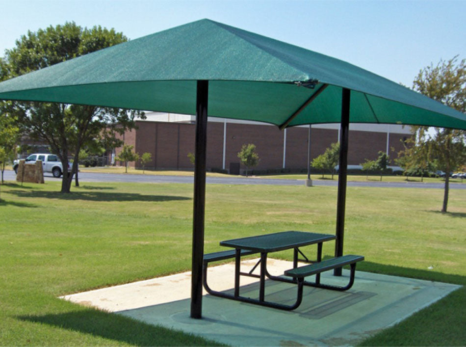 Playground-Equipment-Commercial-Shading-Rectangle-Dual-Column-FabricShade-Green-Front