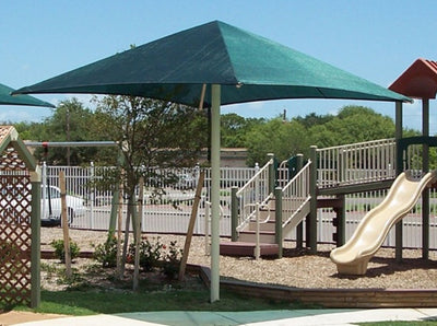 Playground-Equipment-Commercial-Shading-Square-Single-Column-FabricShade-Light-Green