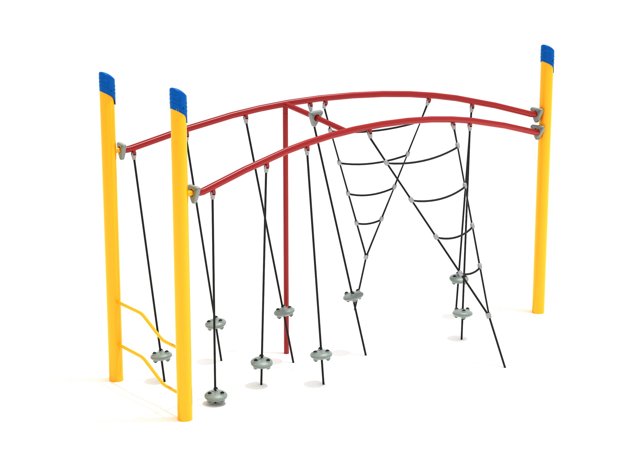 Playground-Equipment-Commercial-Single-Post-Double-Tilted-Lily-Pad-Bridge-With-Net-Attachment