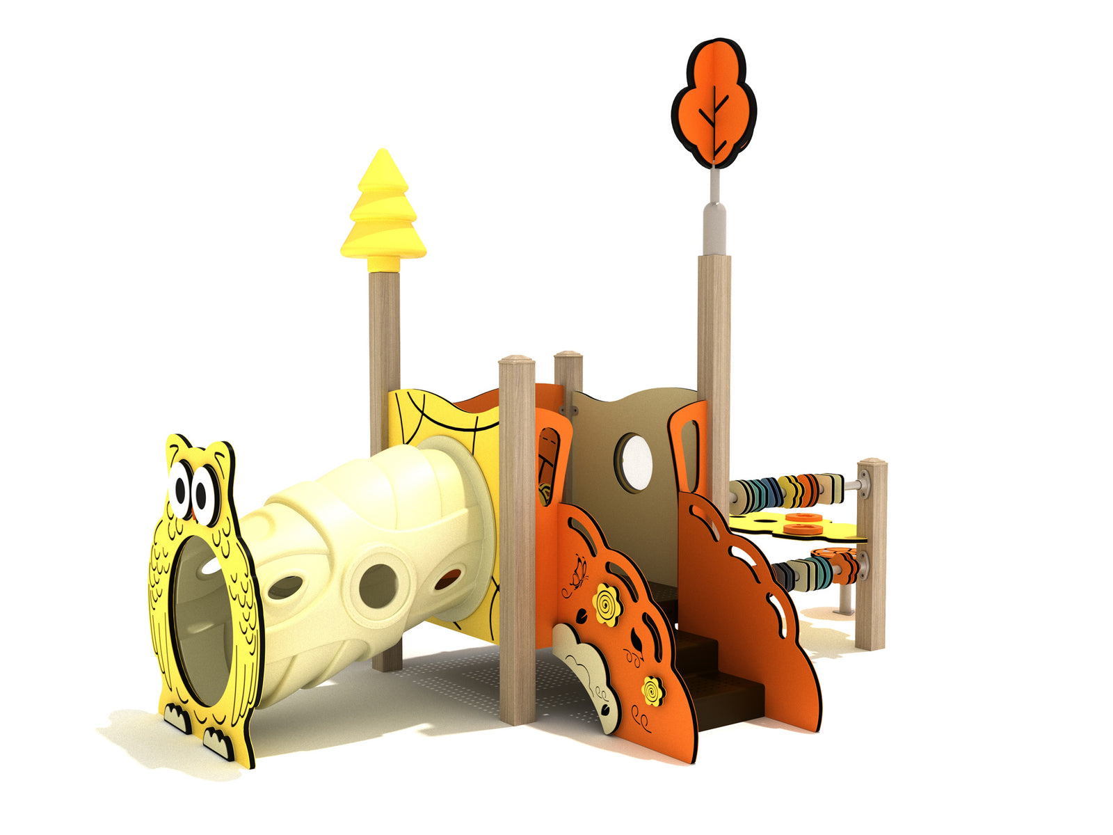 Playground-Equipment-Siberian-Cypress-Canopy-Mini-Play-Structure-Steel-Guard-Front