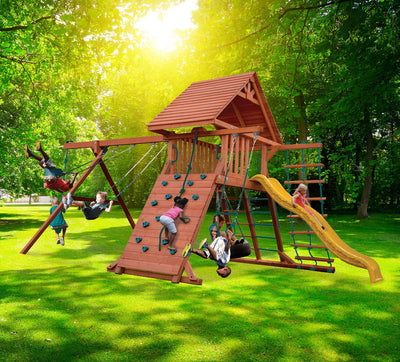 Playground-One-Original-Playcenter-Combo-2-w-Wood-Roof-New