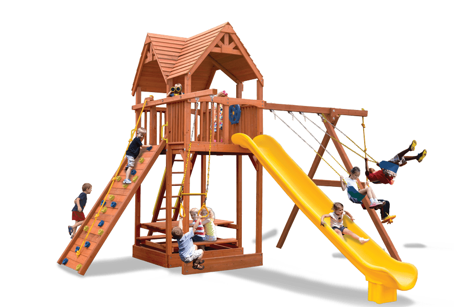 Playground One Supreme Fort Combo 2 XL W/ Wood Roof - NJ Swingsets Playground One Supreme Fort Combo 2 XL W/ Wood Roof - NJ Swingsets