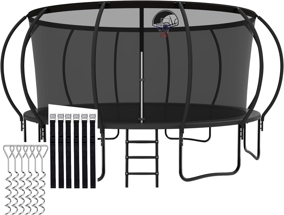 Springed-Trampoline-with-Enclosure-8ft-Round