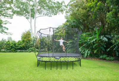 Springfree-11ft-x-11ft-Large-Square-Trampoline-Front-W-Kid