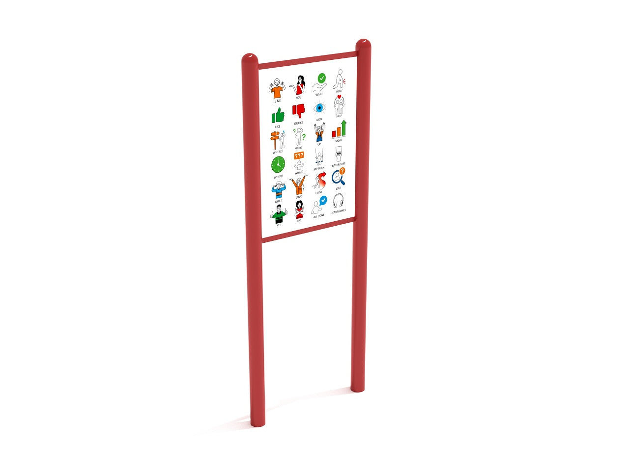 Playground Equipment Freestanding Nonverbal Communication Sign PFS04901, front side with 24 picture symbols