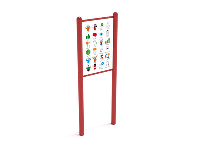 Playground Equipment Freestanding Nonverbal Communication Sign PFS04901, front side with 24 picture symbols