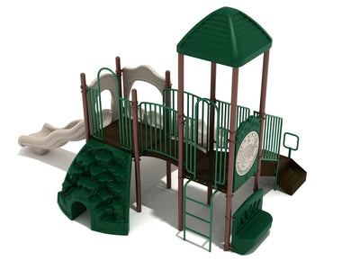 Playground Equipment Gold Canyon play structure in Neutral colors, angle view 1