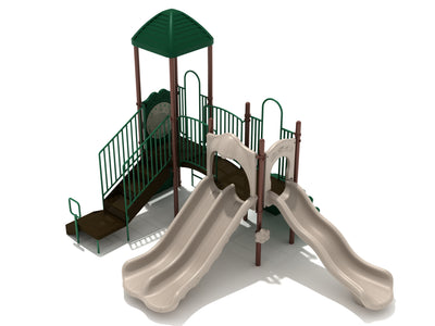 Playground Equipment Gold Canyon play structure in Neutral colors, angle view 2