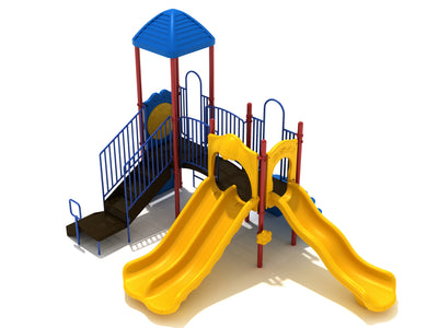 Playground Equipment Gold Canyon play structure in Primary colors, angle view 2