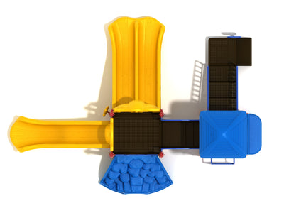Playground Equipment Gold Canyon play structure in Primary colors, top-down view