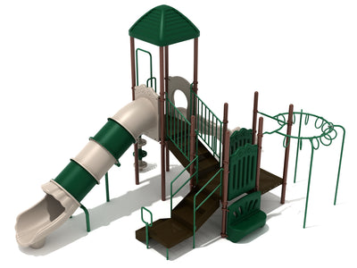 Playground Equipment Mustang Island play structure in Neutral colors, angle view 2