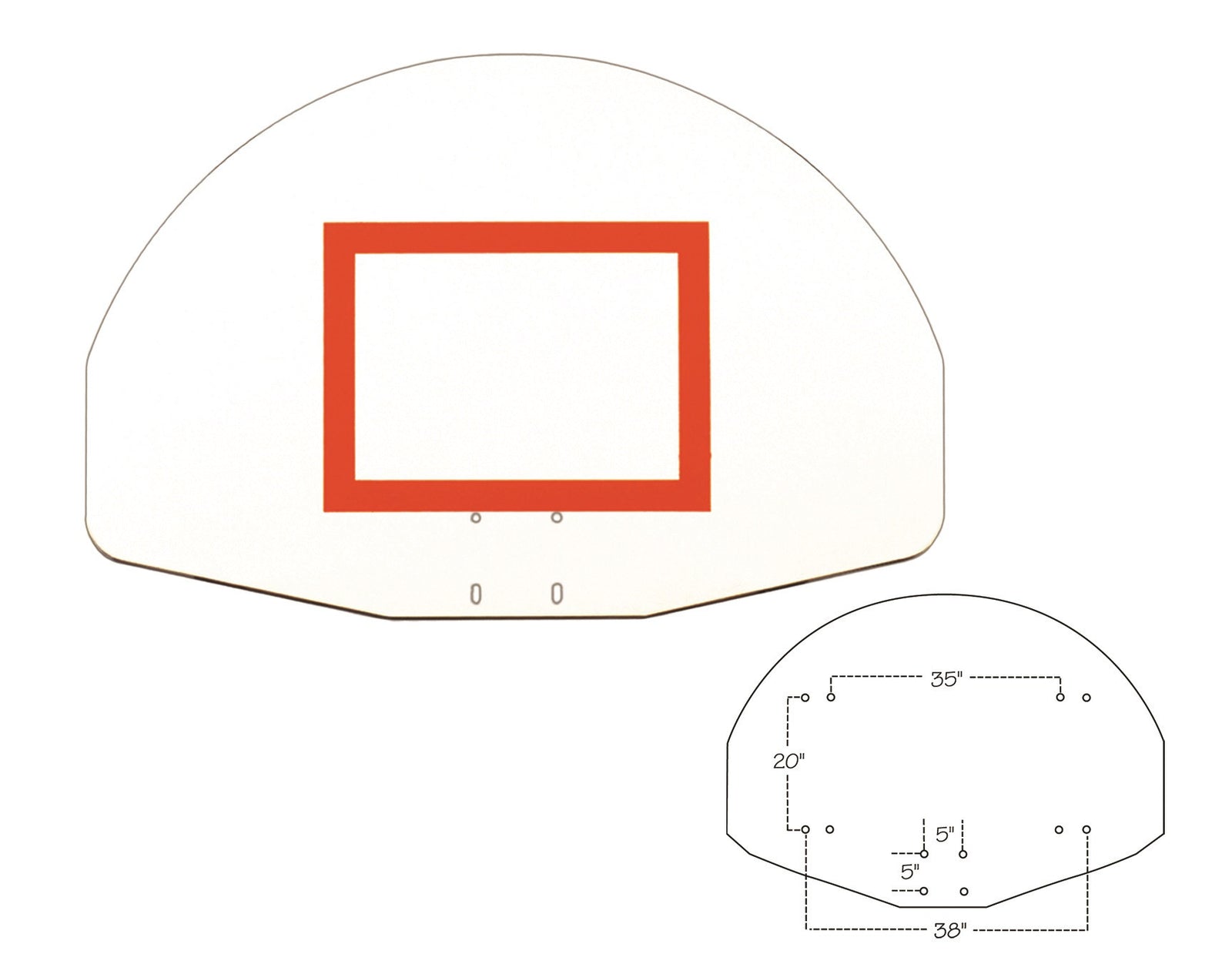 First Team Aluminum Backboard Fan Shaped 36 x 54 inch-FT270