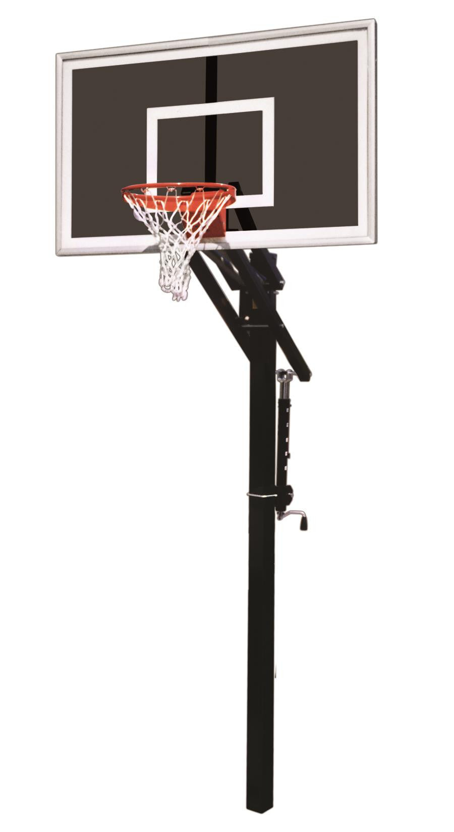 First Team Jam Eclipse In Ground Outdoor Adjustable Basketball Hoop 60 inch Smoked Tempered Glass