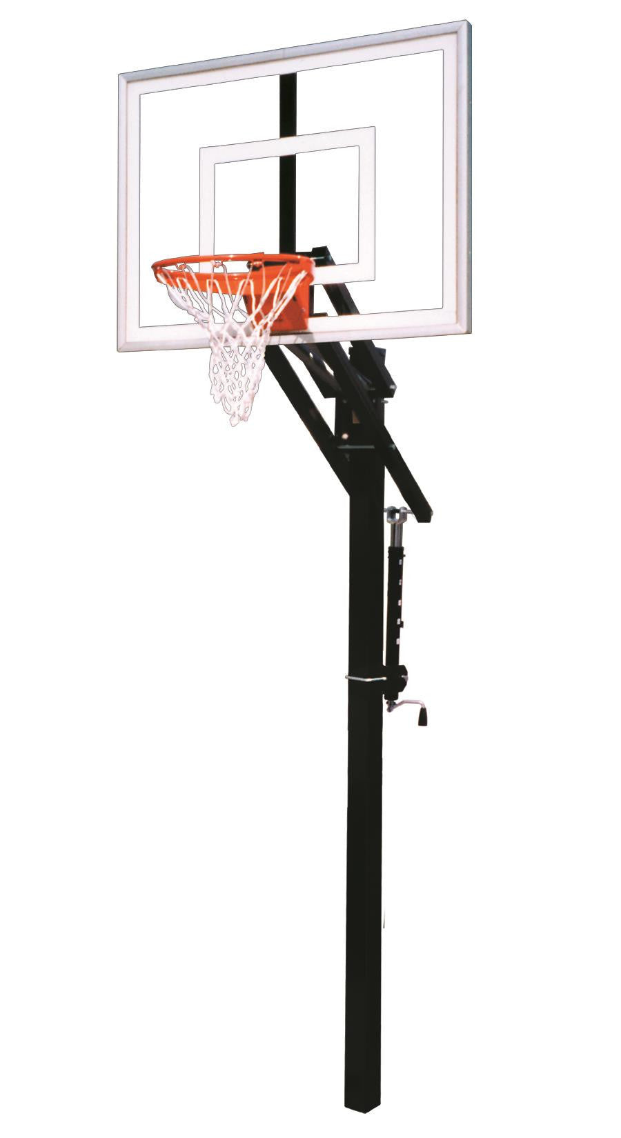 First Team Jam Turbo In Ground Outdoor Adjustable Basketball Hoop 54 inch Tempered Glass