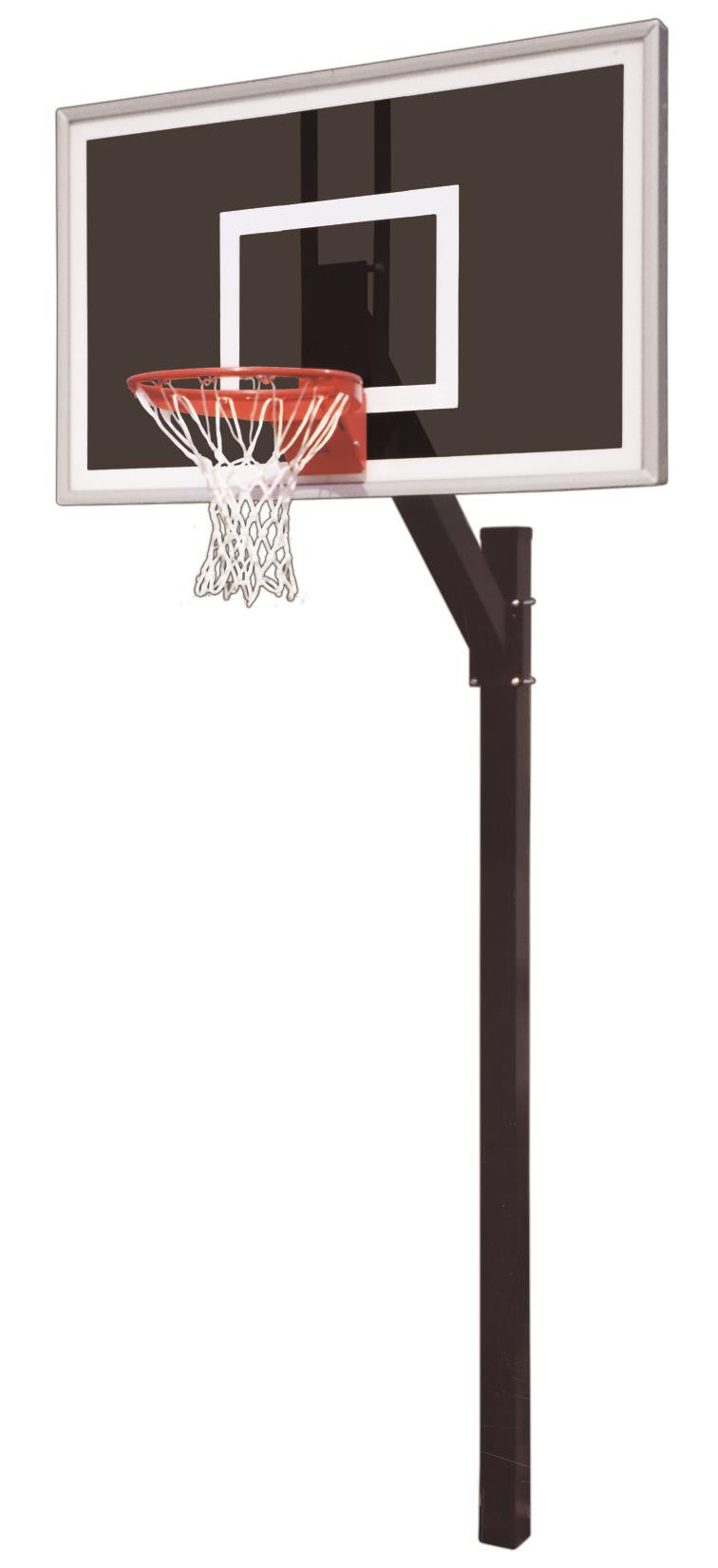 First Team Legacy Eclipse In Ground Fixed Height Outdoor Basketball Hoop 60 inch Smoked Glass