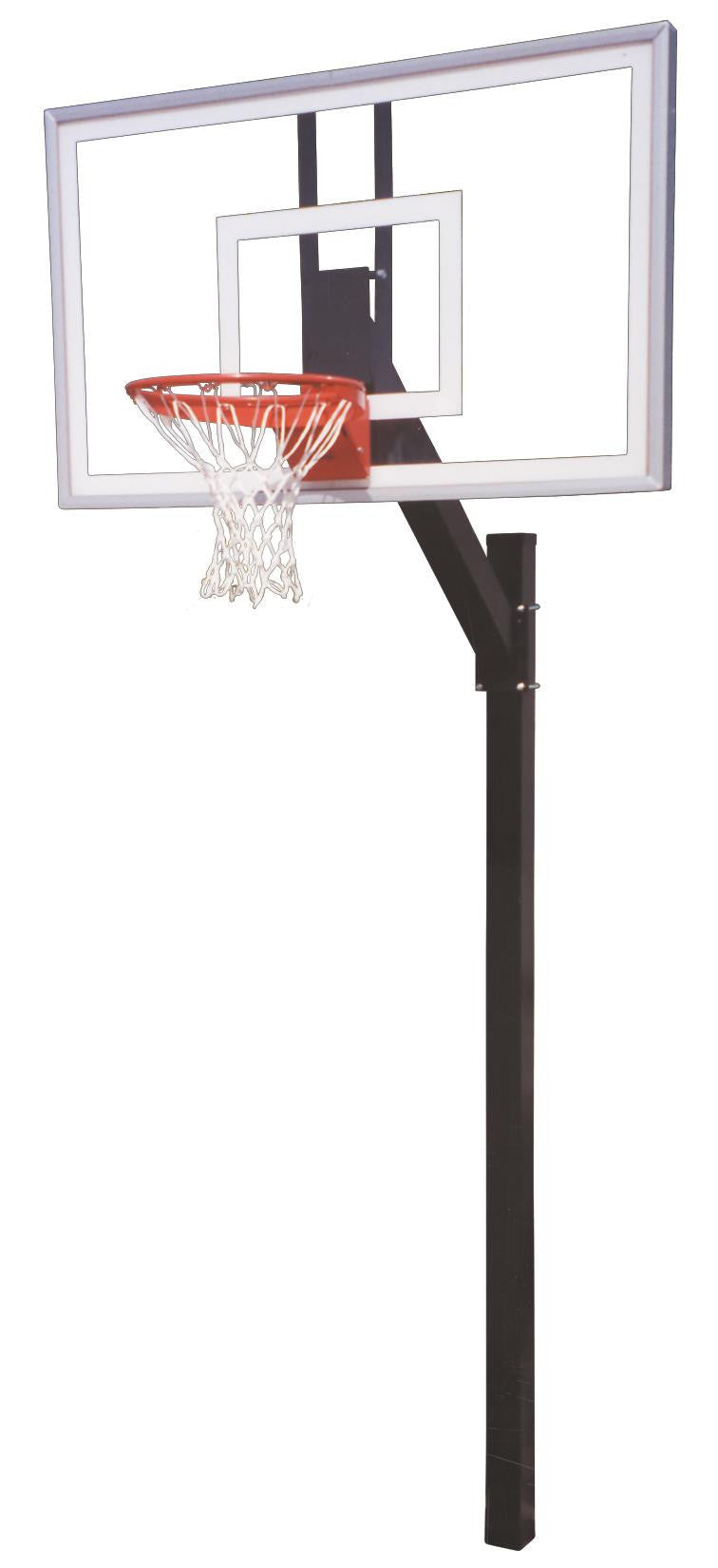 First Team Legacy Nitro In Ground Fixed Height Outdoor Basketball Hoop 60 inch Tempered-Glass