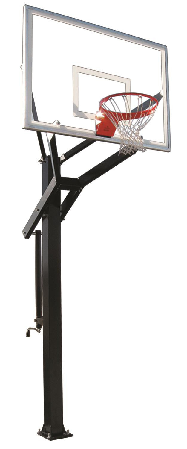First Team Powerhouse 660 In Ground Outdoor Adjustable Basketball Hoop 60 inch Tempered Glass