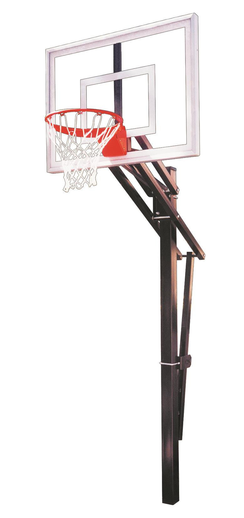 First Team Slam Turbo In Ground Outdoor Adjustable Basketball Hoop 54 inch Tempered Glass