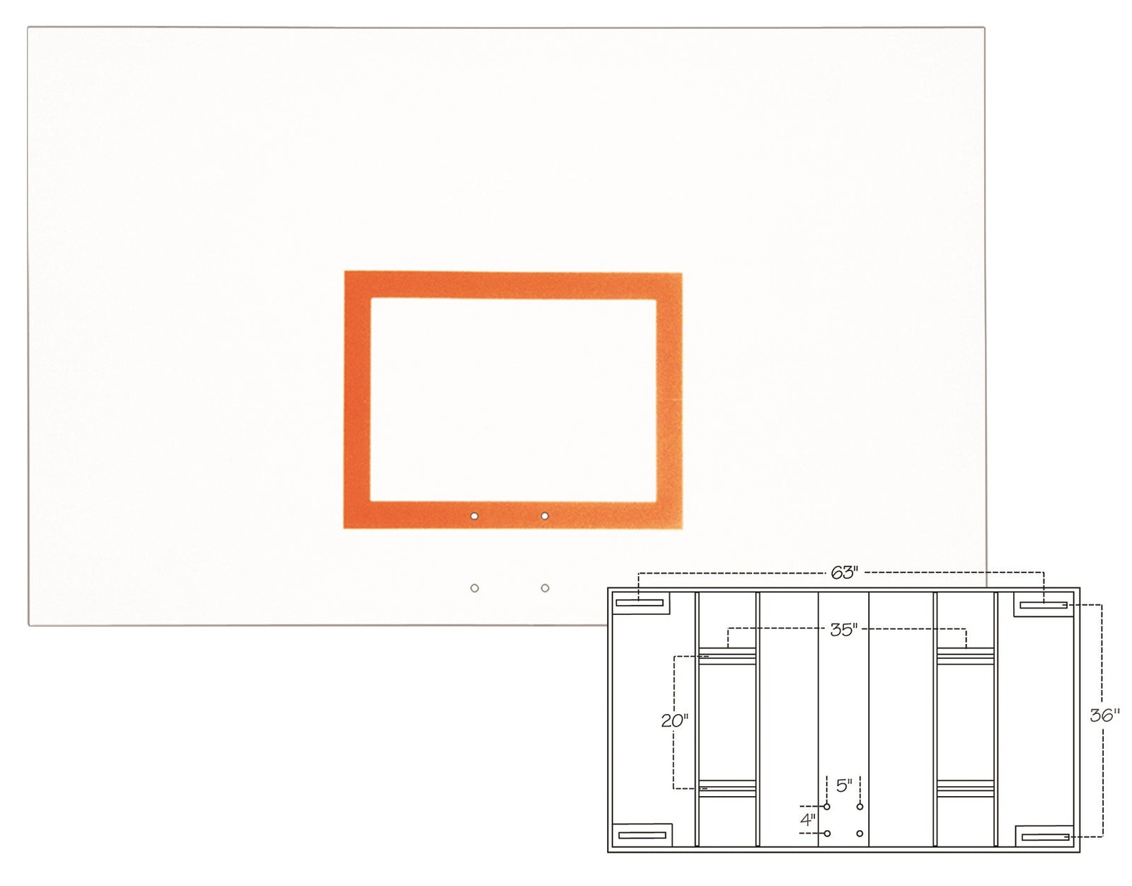First Team Steel Backboard with Brackets 42 x 72 inch-FT265B
