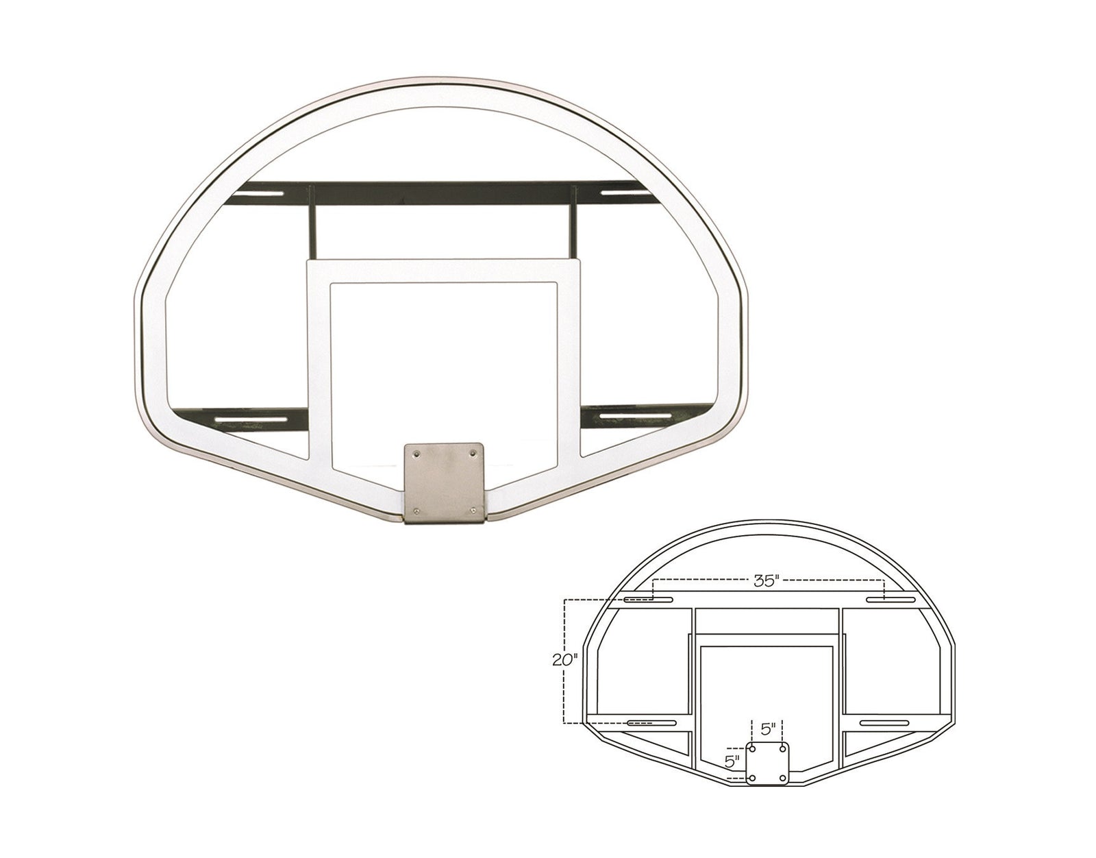 First Team Tempered Glass Backboard Fan Shaped 39 x 54 inch-FT233