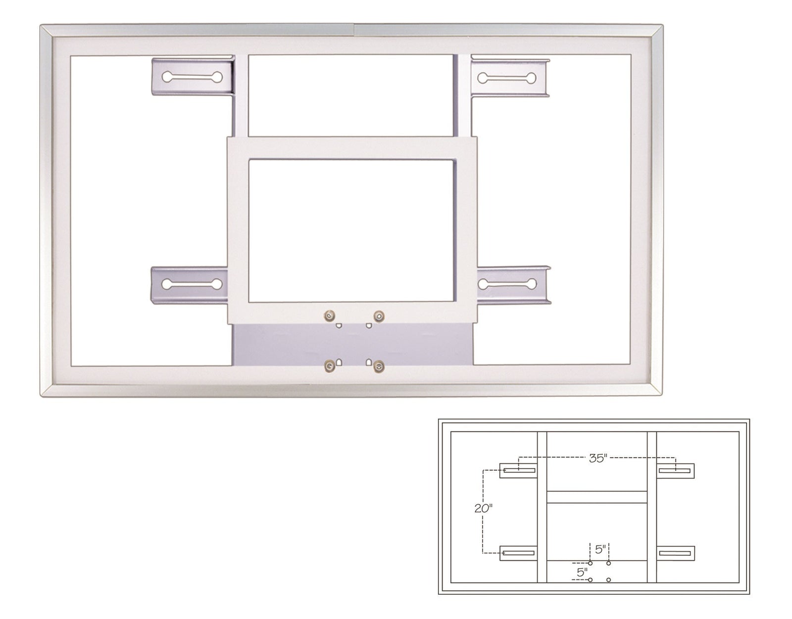 First Team Tempered Glass Response Backboard with H-Frame 36 x 60 inch-FT230H