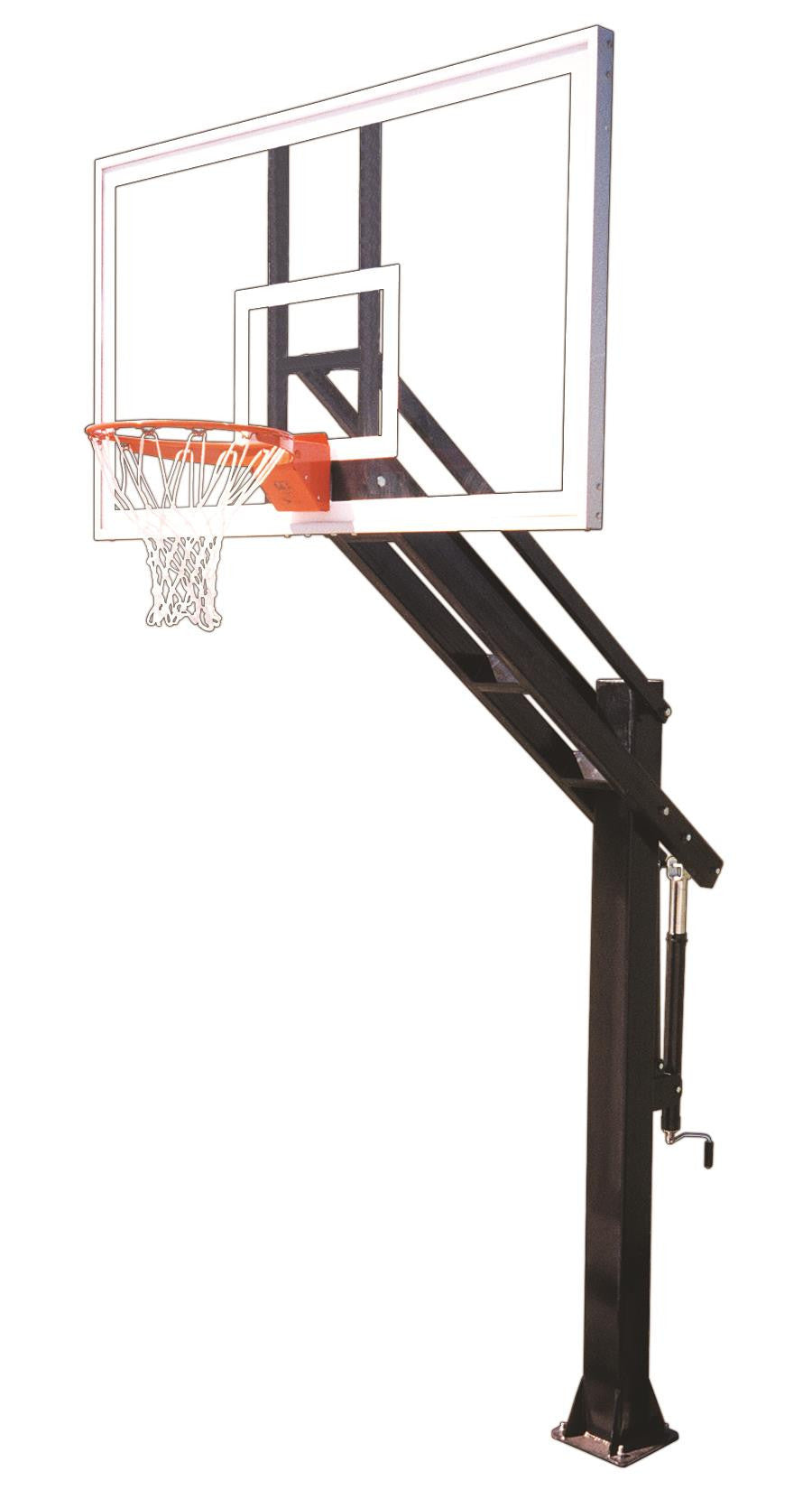 First Team Titan Arena In Ground Outdoor Adjustable Basketball Hoop 72 inch Tempered Glass