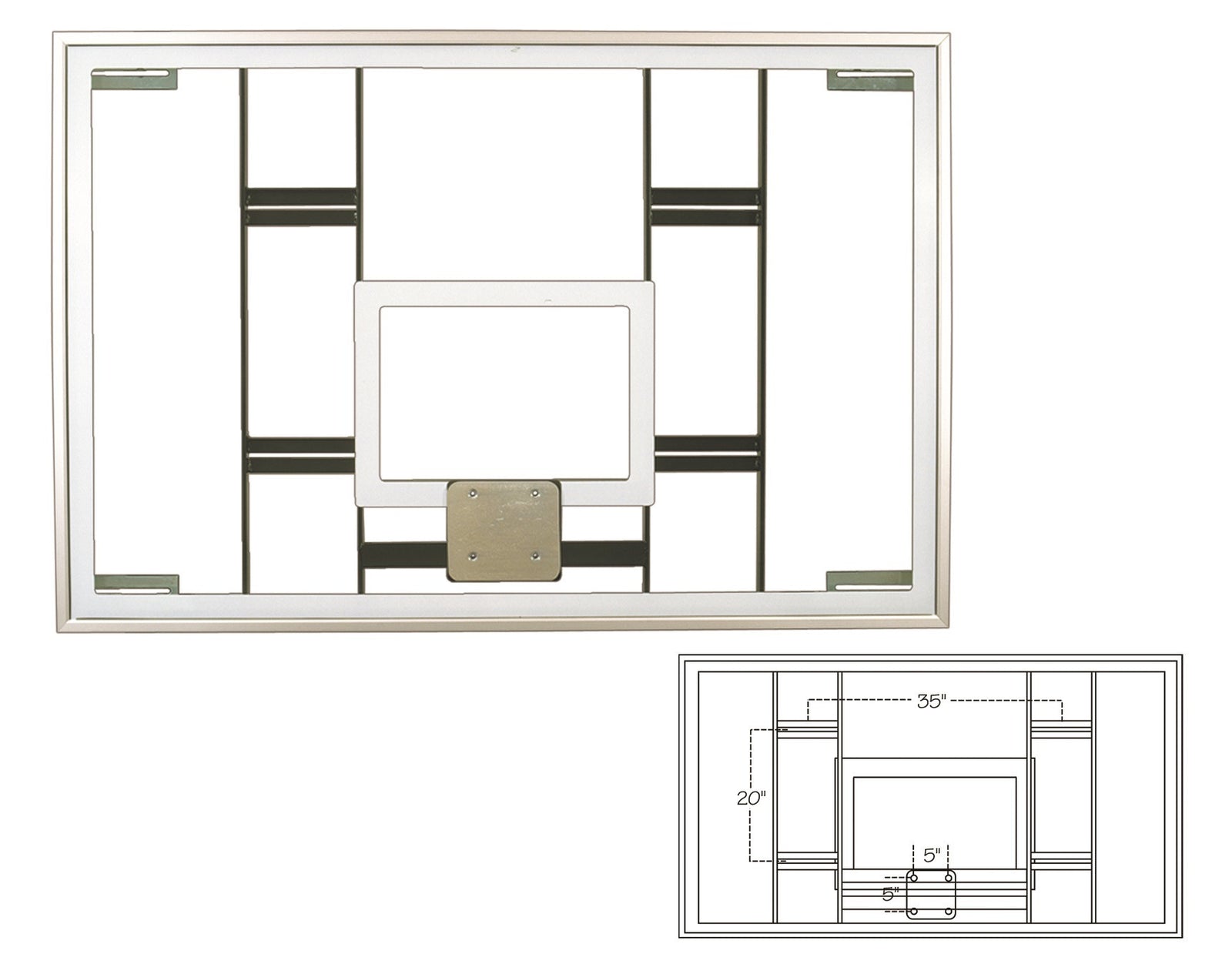 First Team Traditional Competition Glass Fan Shaped Conversion Backboard 48 x 72inch-FT241