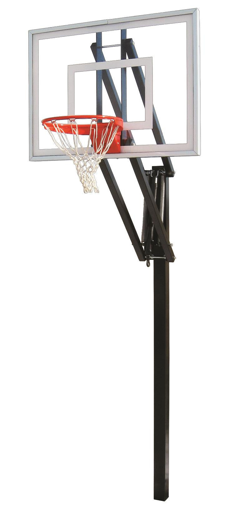 First Team Vector Turbo In Ground Outdoor Adjustable Basketball Hoop 54 inch Tempered Glass