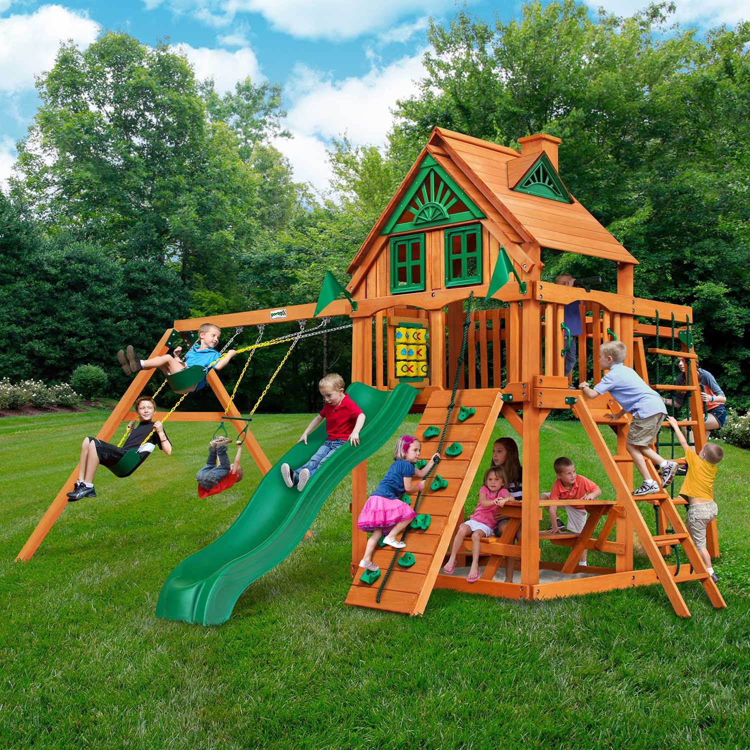 Treehouse slide best sale and swing