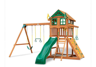 Gorilla-Playsets-Outing-W-Trapeze-Bar-Wooden-Swing-Set-Wood-Roof