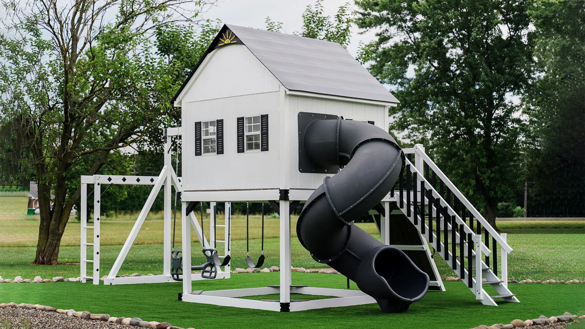 King Swings Marble Palace Vinyl Swing Set NJ Swingsets