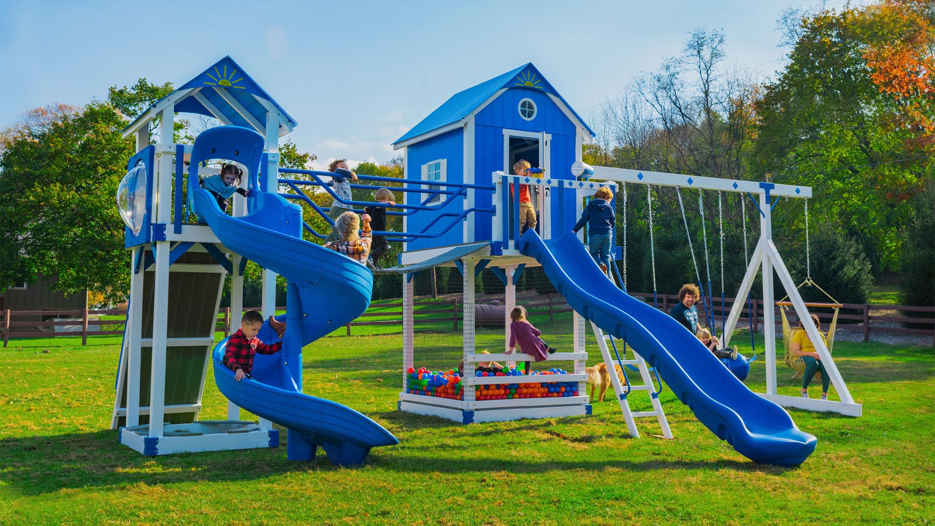 King Swings The Chateau Vinyl Swing Set NJ Swingsets