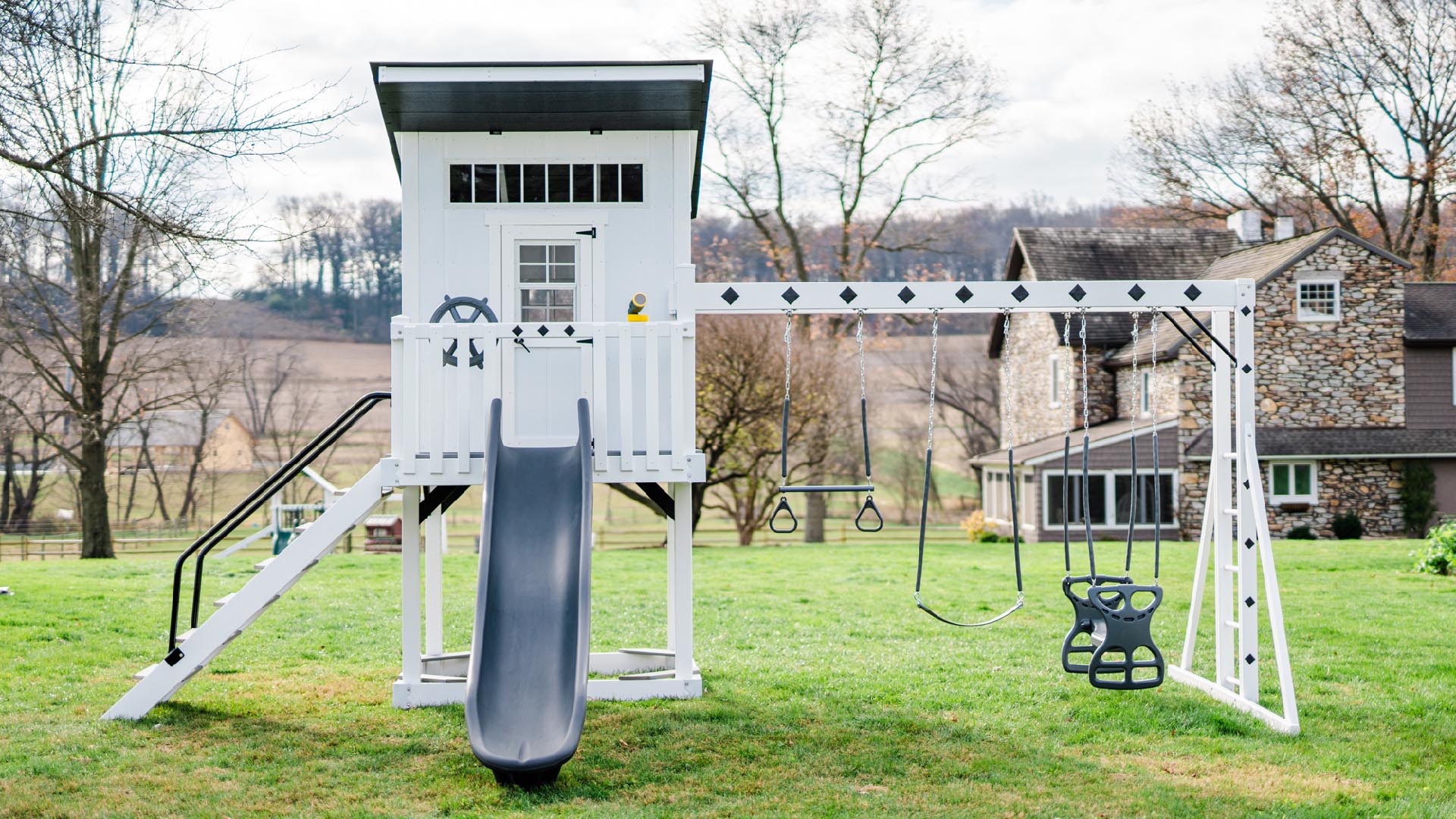 King Swings The Cottage Vinyl Swing Set NJ Swingsets