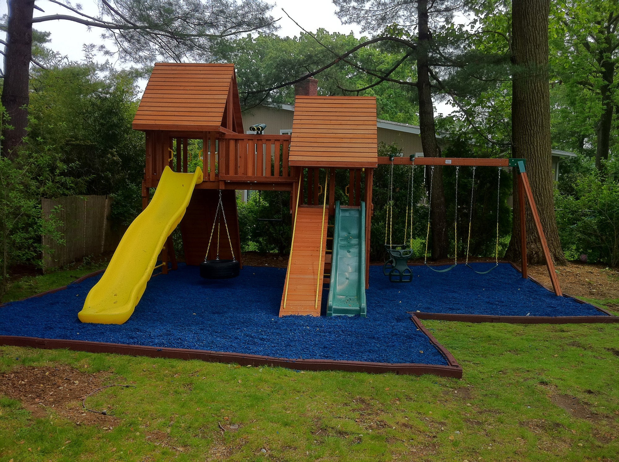 Playground Surfacing Rubber Mulch Blue NJ Swingsets